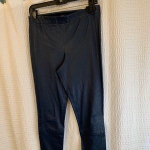Blue Leather Leggings